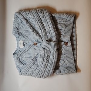 Zara Cropped Cable Cardigan - Light Blue - Size 7